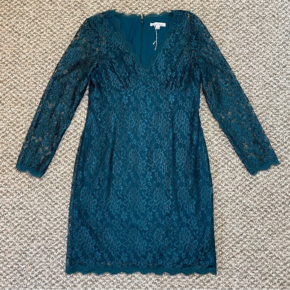 Simply Liliana Lace Overlay Dress - Hunter Green